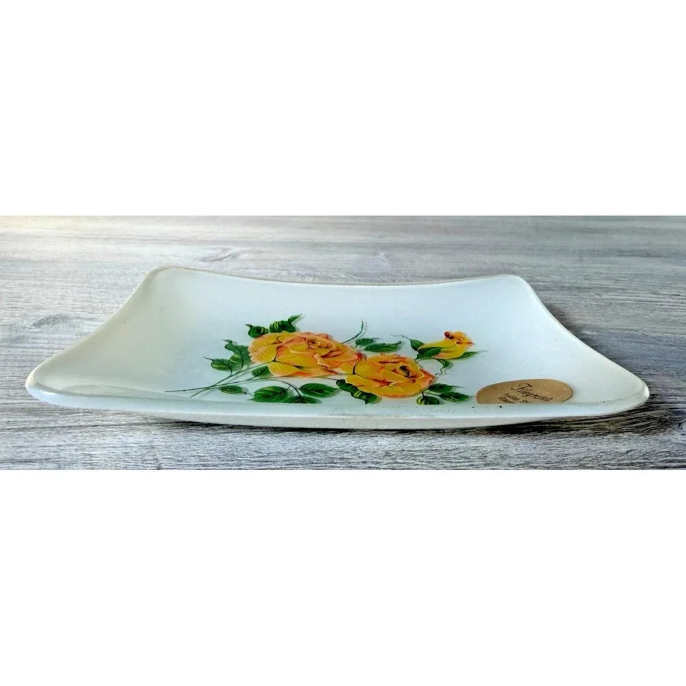 Filegrana Italian Style Glassware Trinket Pin Dish Plate Hand Painted 5
